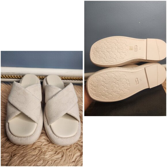 NIB COACH Penelope Signature C Logo Canvas Platform Slide Sandals -VARIOUS - Picture 5 of 8